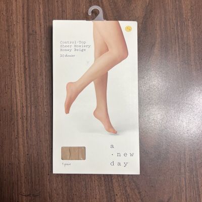 A New Day Single Pairs CONTROL TOP SHEER HOSIERY “Honey Beige” 20 denier